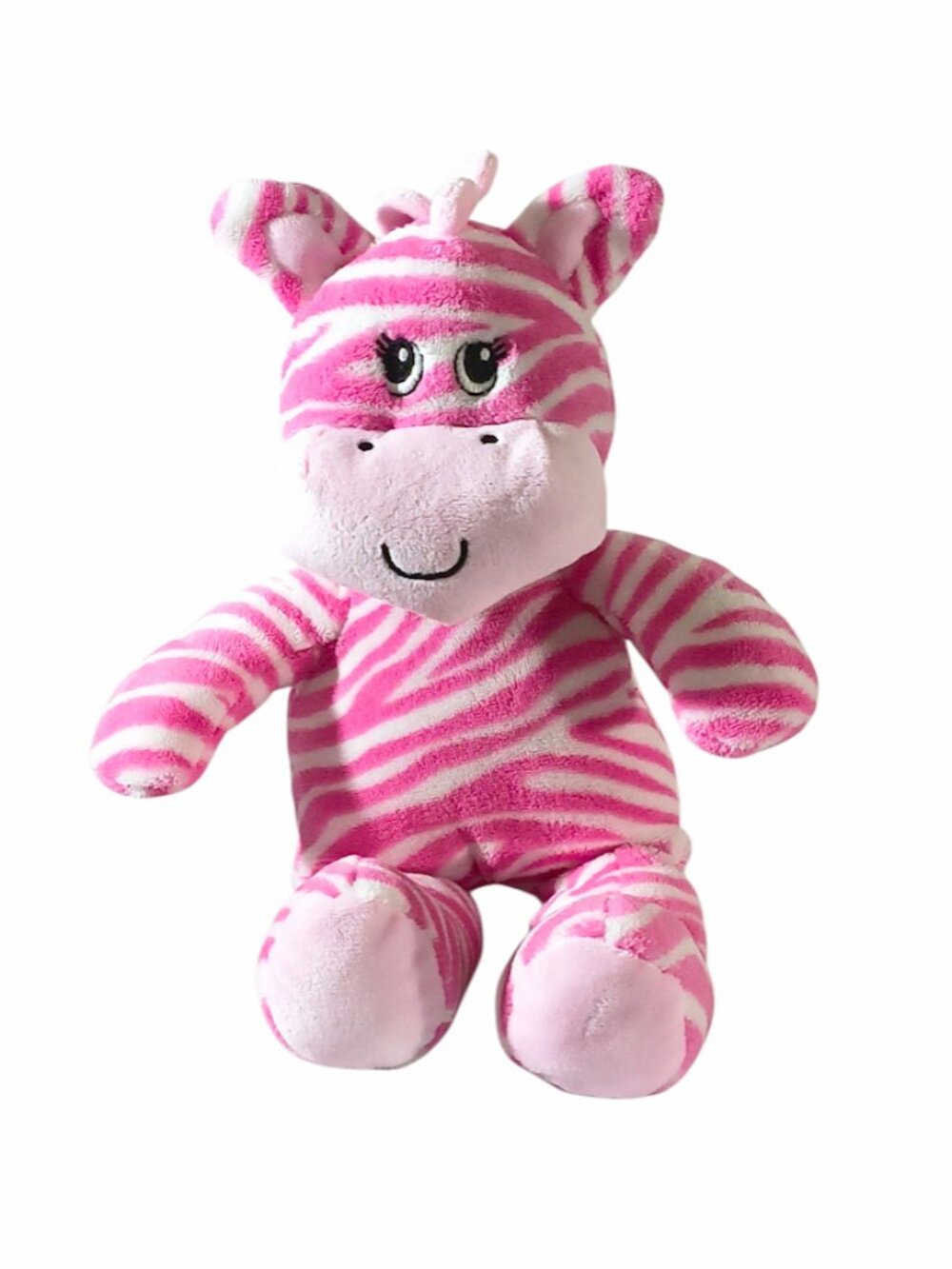 2014 Baby Essentials Pink & White Zebra Plush Stuffed Beanbag Toy 14"